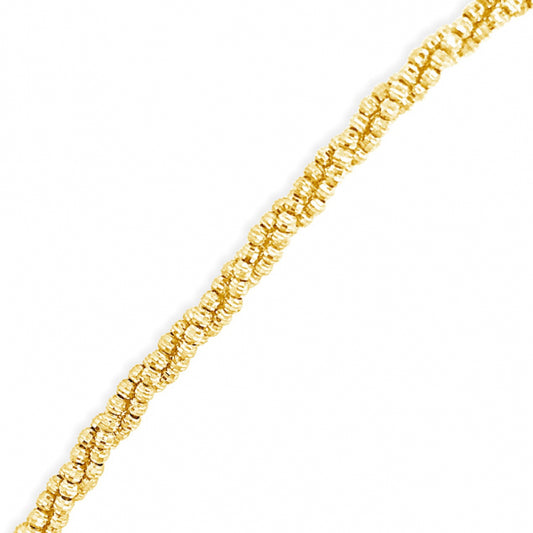 10K Yellow Gold  3 Row Moon Cut Chain