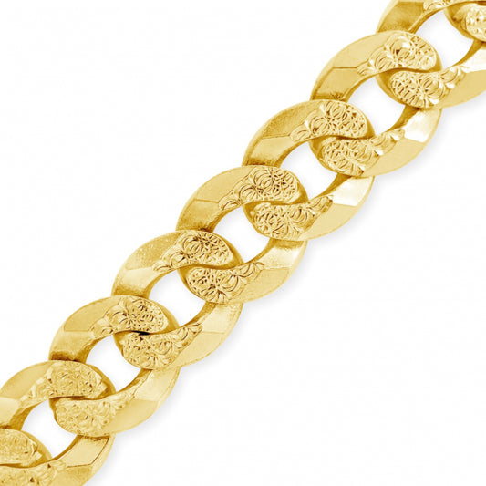 10K Solid Yellow Gold LazerCut Round Cuban link Chain