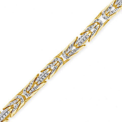 10K Solid Yellow Gold Pave Byzantine Chain