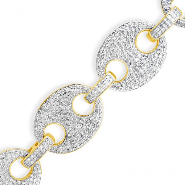 10K Solid Yellow Gold Designer 18.83 CTW Round Cut Diamond Gucci Chain