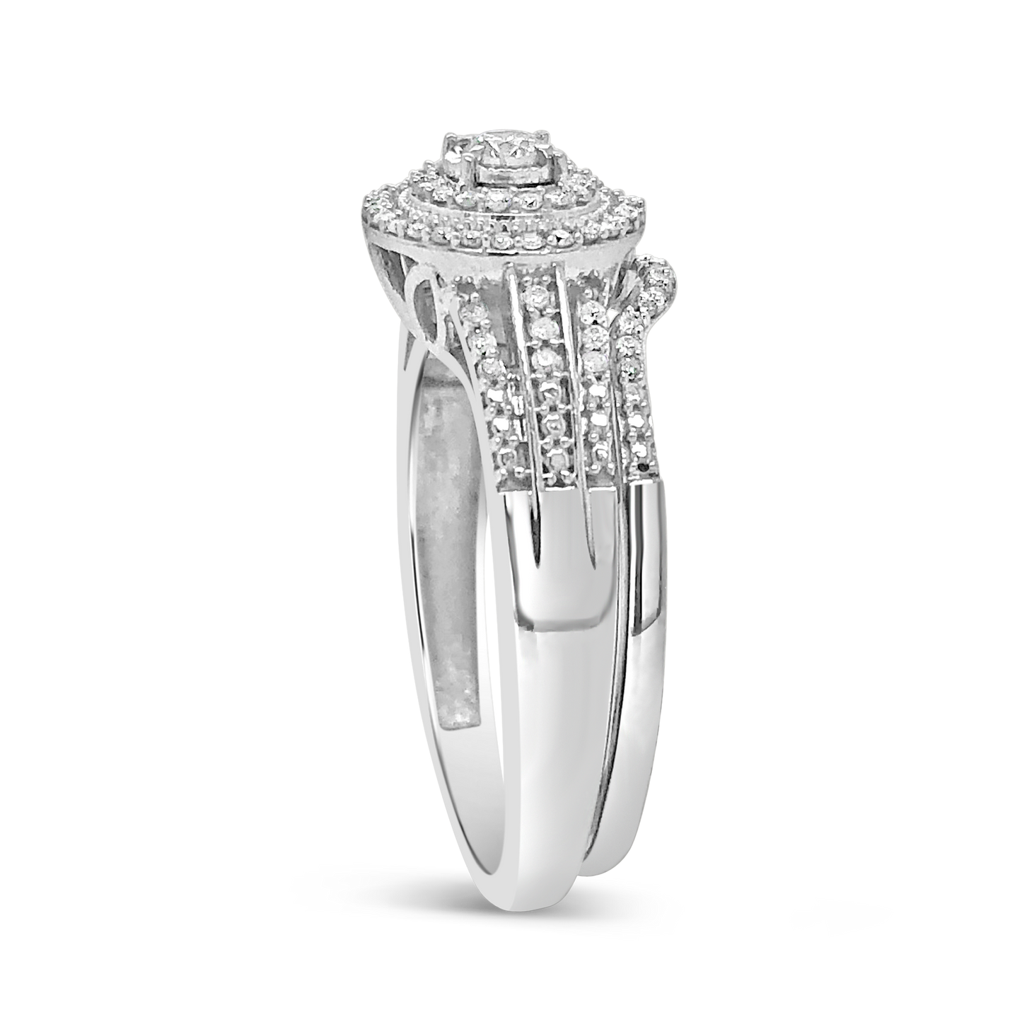Diamond Halo Engagement Ring .33 CTW Round Cut 10K White Gold