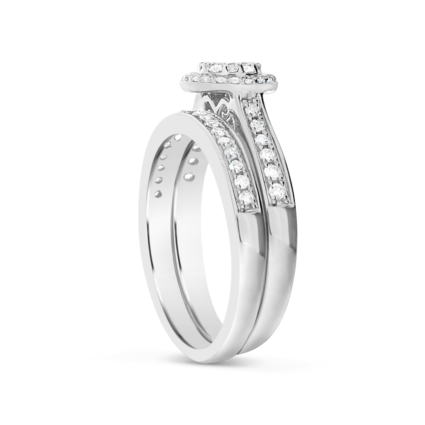 Diamond Halo Engagement Ring .50 CTW Round Cut 10K White Gold