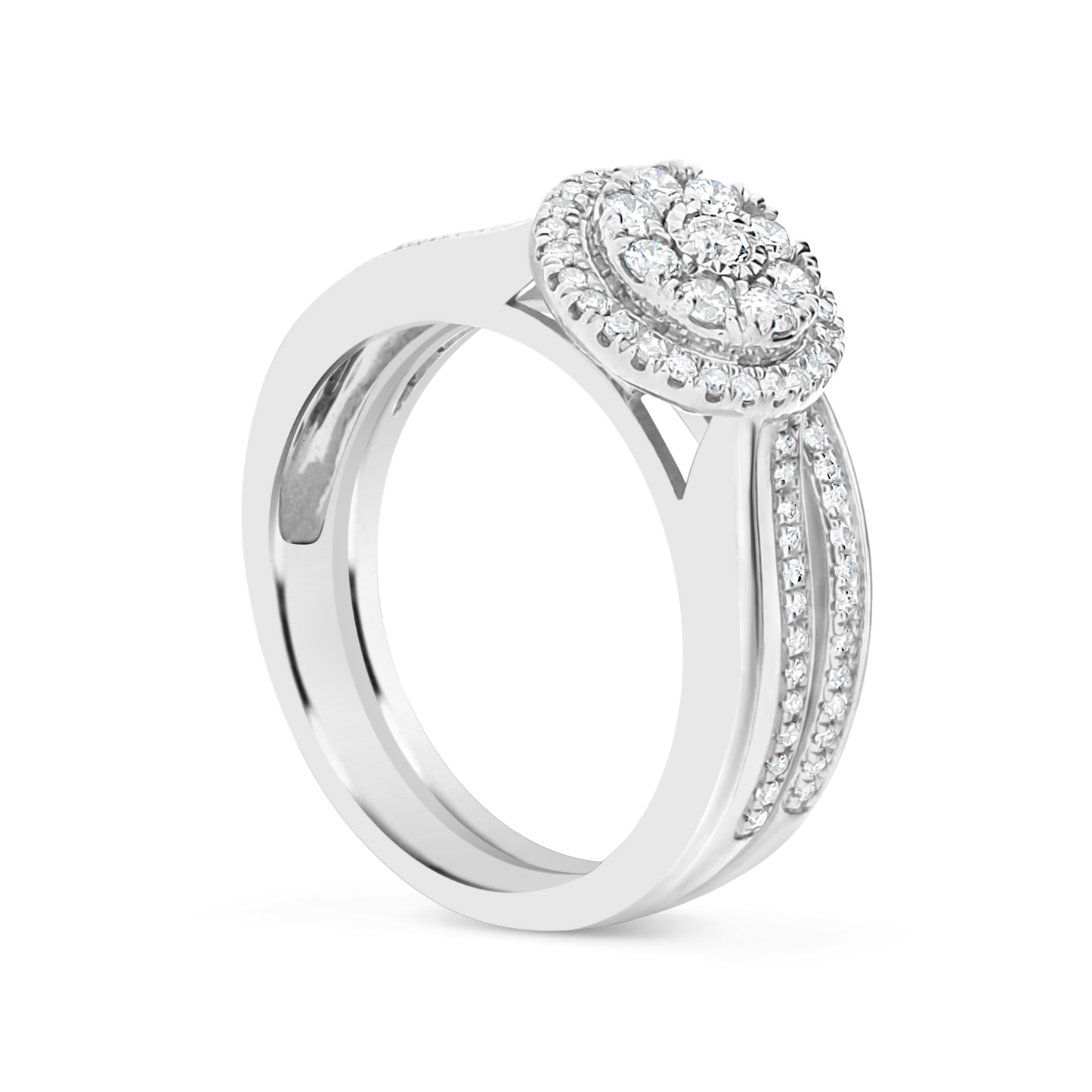 Diamond Halo Engagement Ring .50 CTW Round Cut 10K White Gold