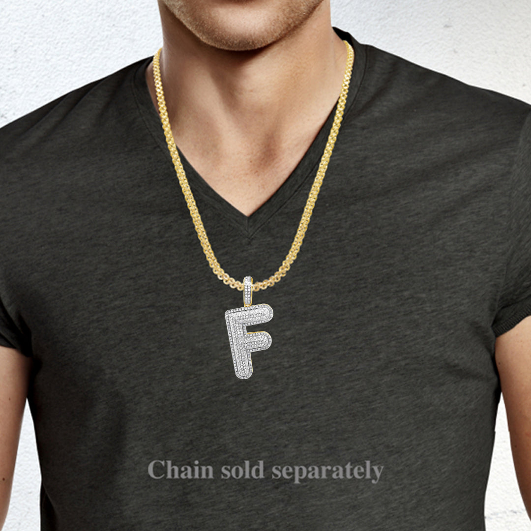 Diamond "F" Pendant .75 CTW Round Cut 10K Yellow Gold