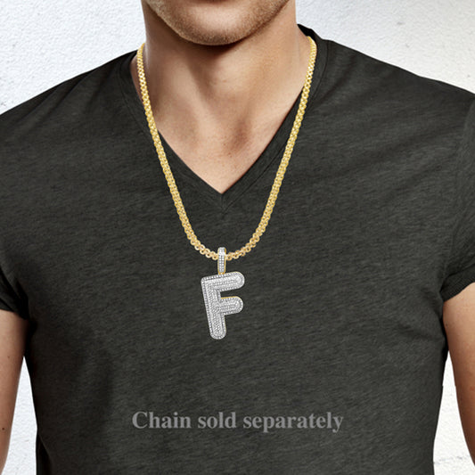 Diamond "F" Pendant .75 CTW Round Cut 10K Yellow Gold