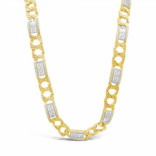 10K Yellow Gold  Lazor Cut Greek Keys Design w/cubic zirconia