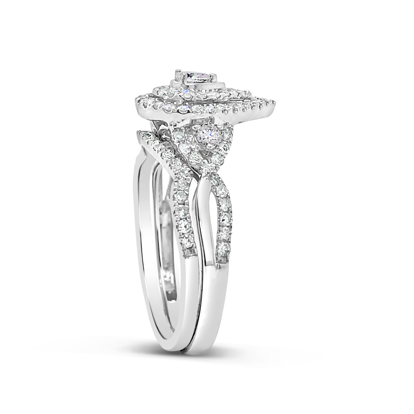 Diamond Halo Engagement Ring .50 CTW Round Cut 14K White Gold