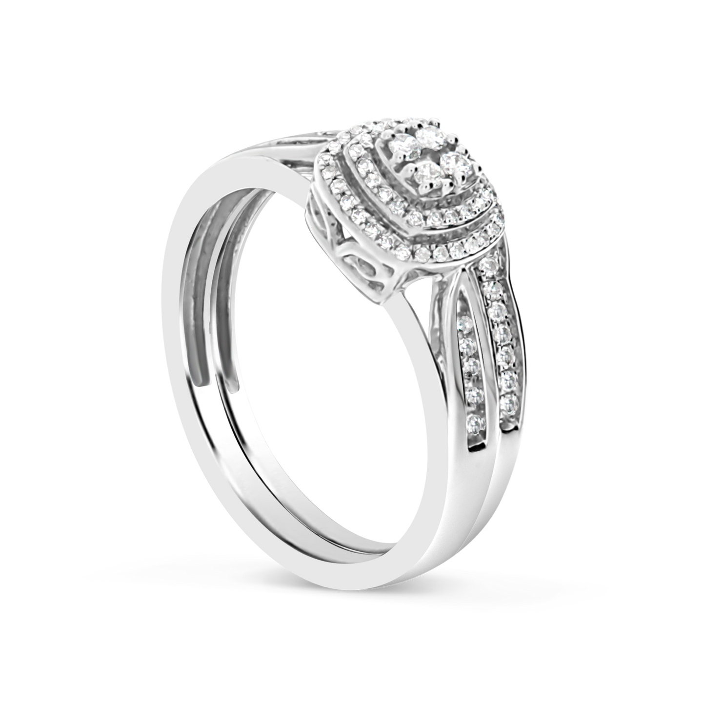 Diamond Halo Engagement Ring .30 CTW Round Cut 10K White Gold