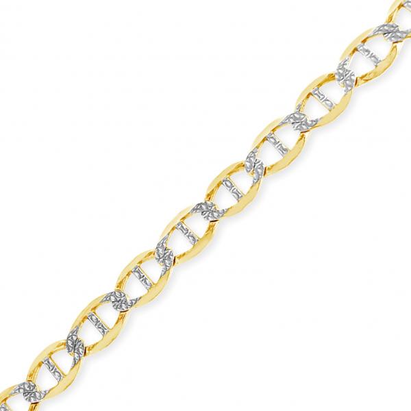 10K Yellow Gold Two Tone Pave Mariner Anchor Link 18" Chain
