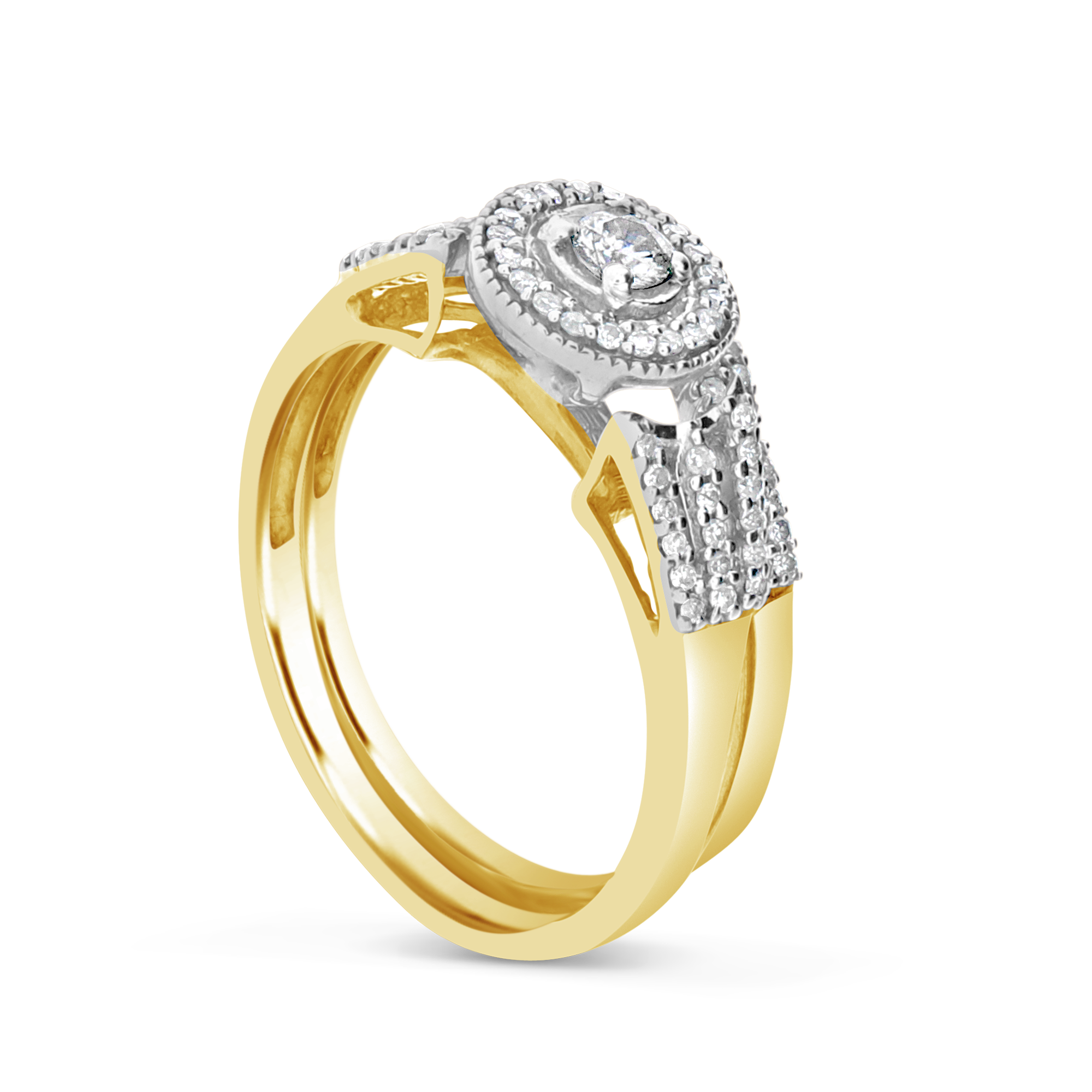 Diamond Halo Engagement Ring .35 CTW Round Cut 10K Yellow Gold