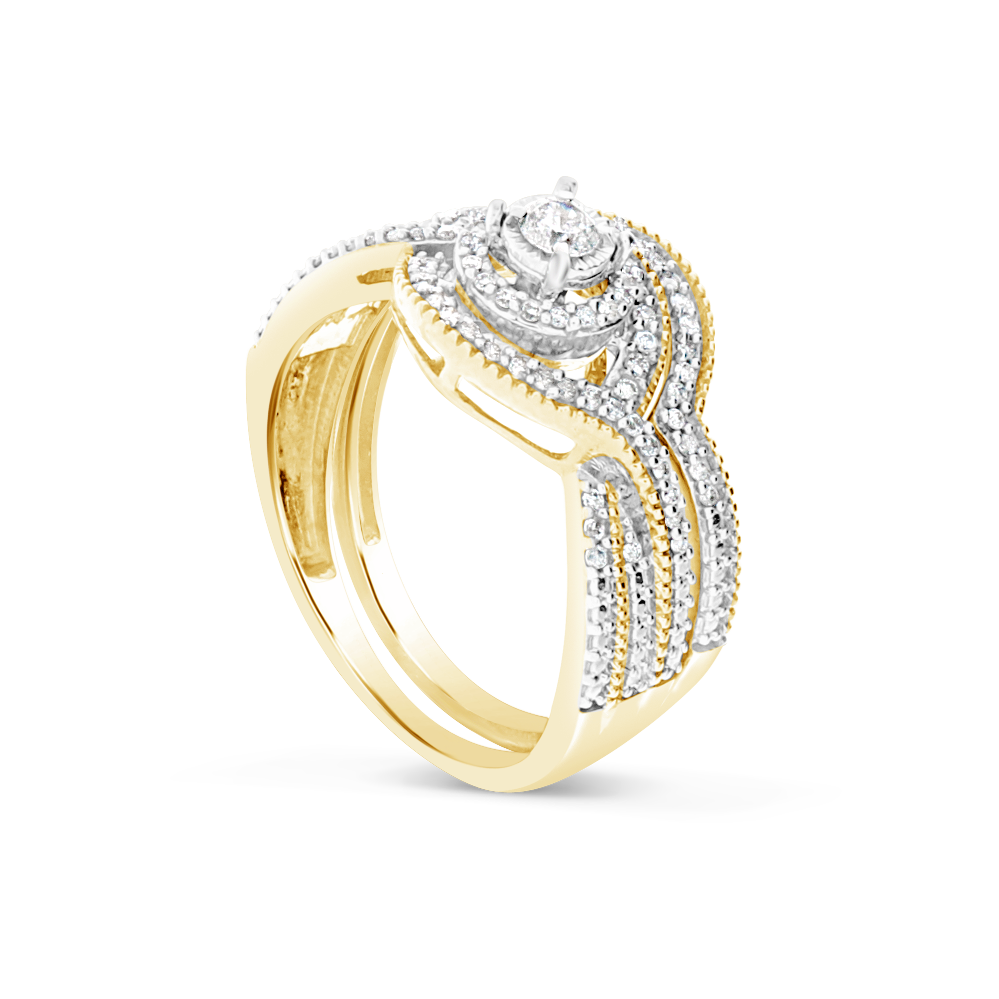 Diamond Halo Engagment Ring .33 CTW Round Cut 10K Yellow Gold