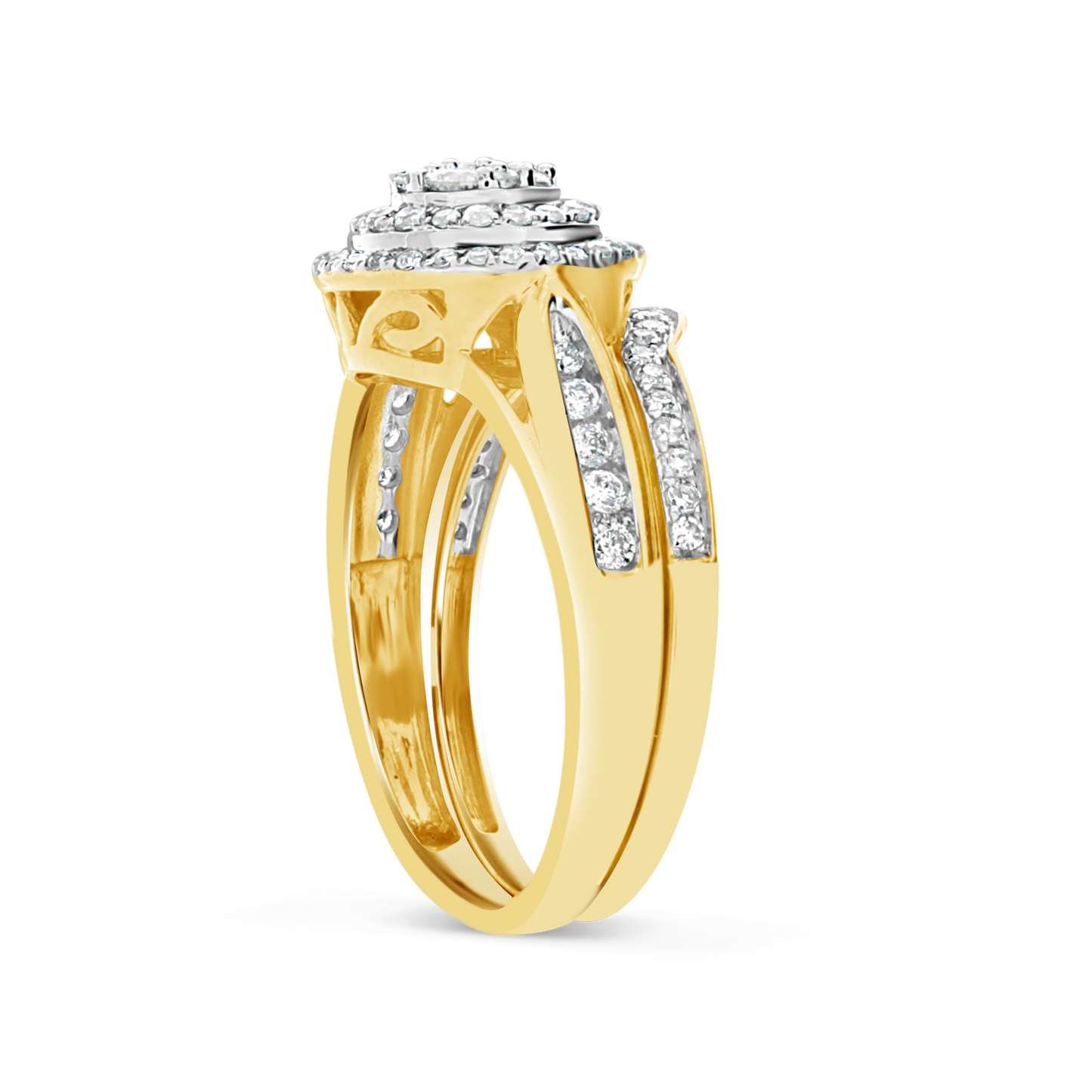 Diamond Halo Engagement Ring .75 CTW Round Cut 14K Yellow Gold