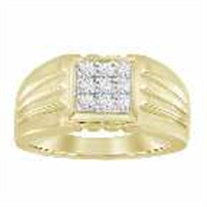 MEN'S RING 1/3 CT ROUND DIAMOND 10K WHITE GOLD