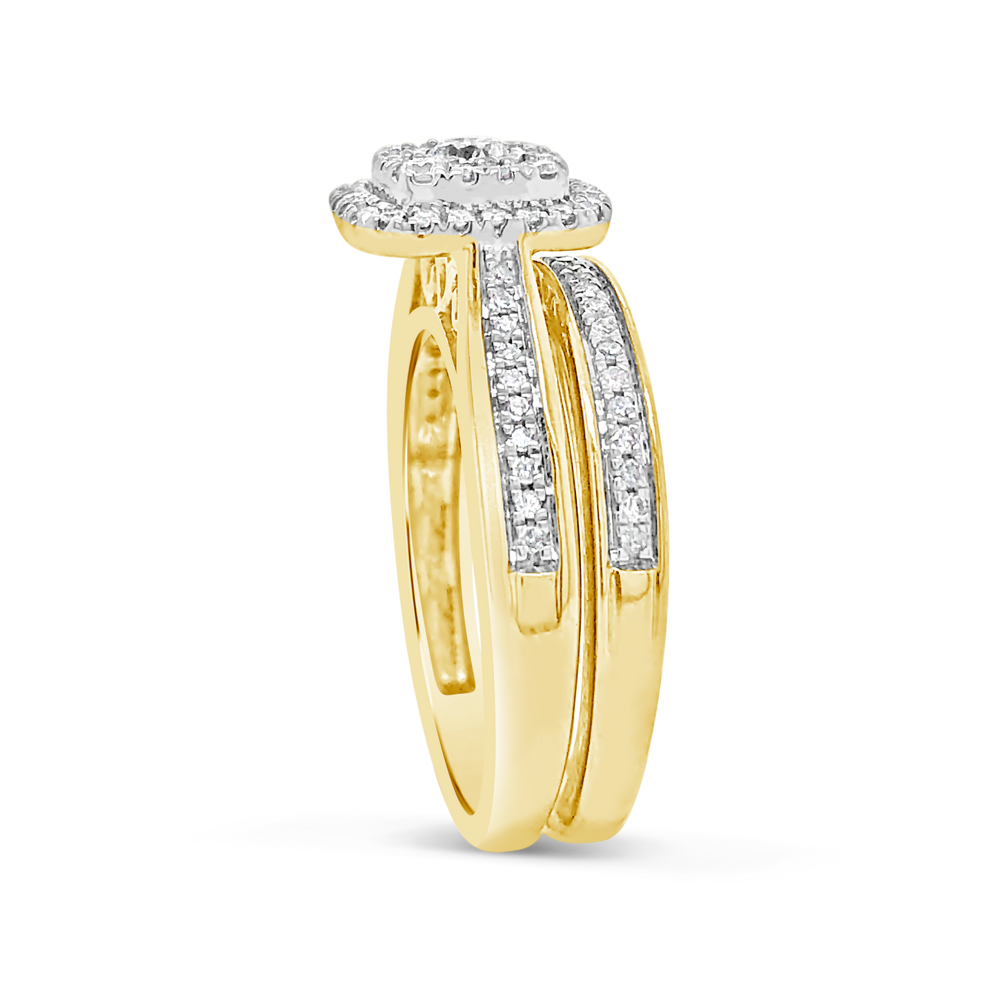 Diamond Halo Engagement Ring .50 CTW Round Cut 10K Yellow Gold