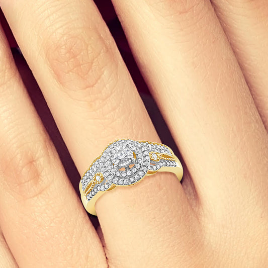 Diamond Engagement Ring .33 CTW Round Cut 10K Yellow Gold