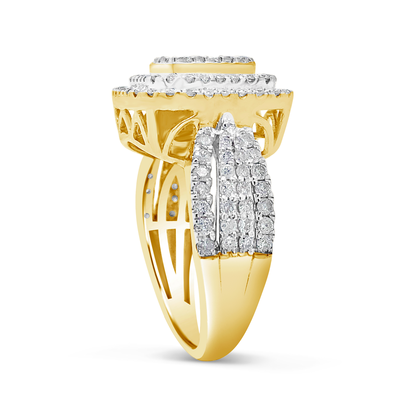 Diamond Halo Engagement Ring 1.50 CTW Round Cut 10K Yellow Gold