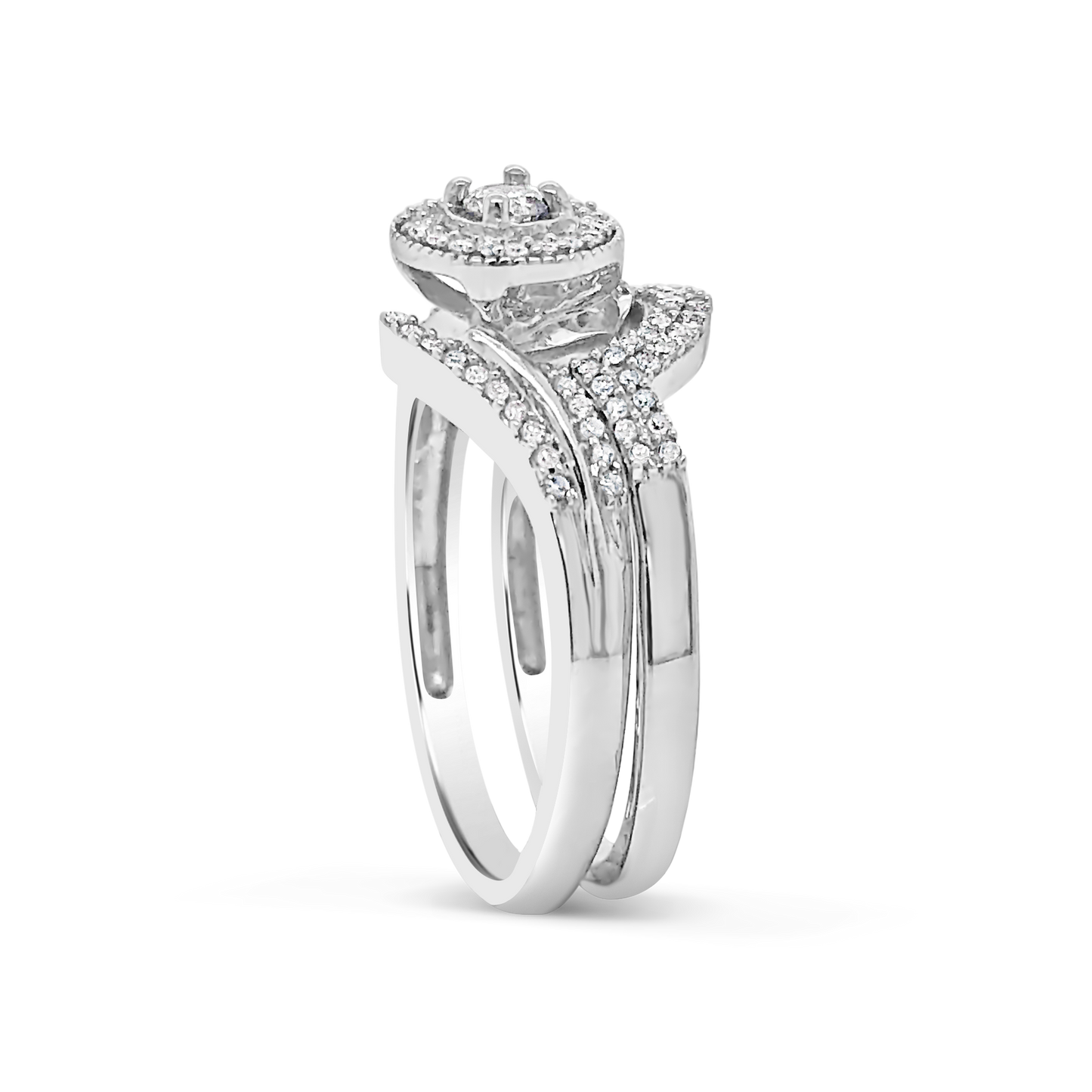 Diamond Halo Engagement Ring .35 CTW Round Cut 10K White Gold