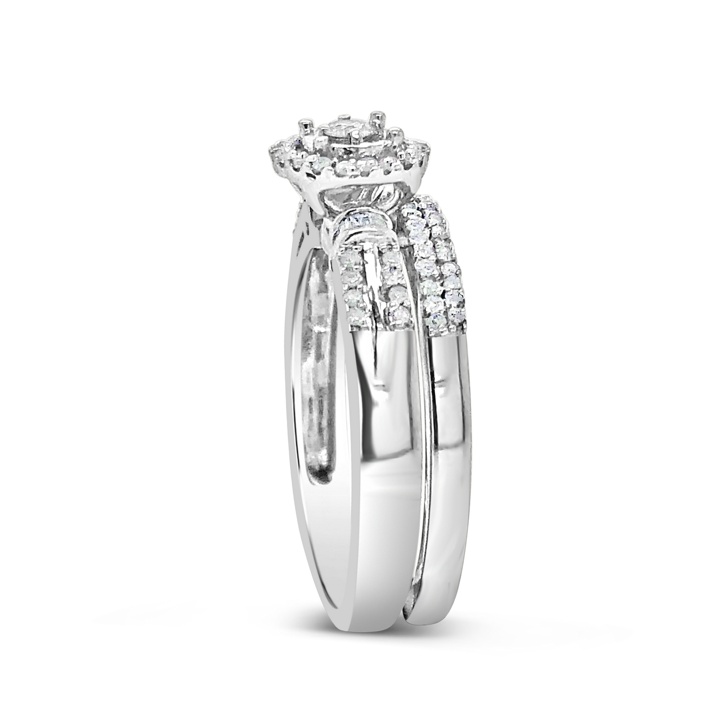 Diamond Halo Engagement Ring .33 CTW Round Cut 10K White Gold