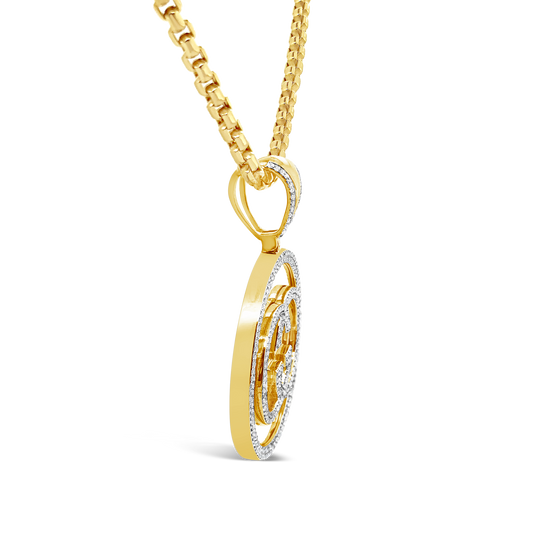 Diamond Designer Pendant 1.35 CTW Round Cut 10K Yellow Gold
