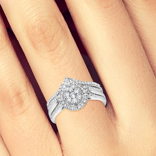 Pear Shapped Diamond Engagement Ring .60 CTW Round Cut 10K White Gold