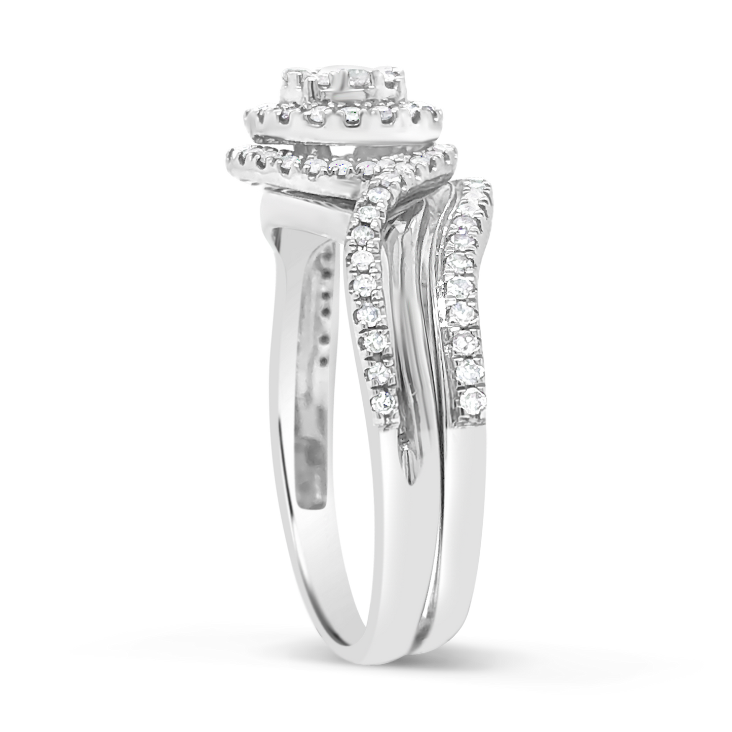 Diamond Halo Engagement Ring .65 CTW Round Cut 10K White Gold