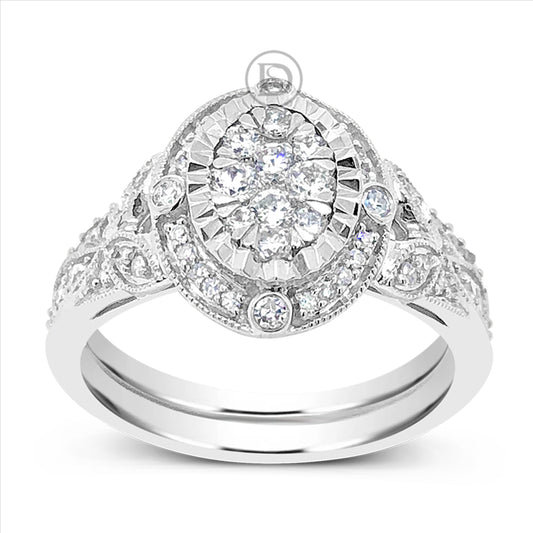 Diamond Halo Engagement Ring .65 CTW Round Cut 14K White Gold