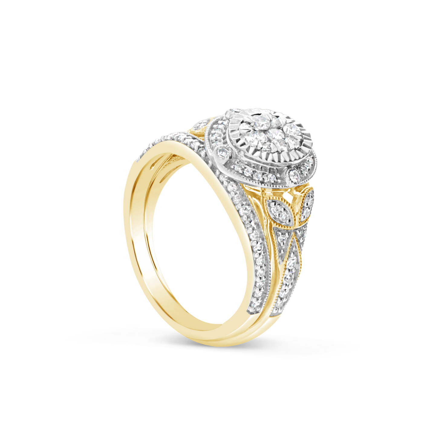 Diamond Halo Engagement Ring .65 CTW Round Cut 14K Yellow Gold