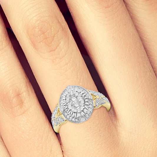 Diamond Halo Engagement Ring .65 CTW Round Cut 14K Yellow Gold