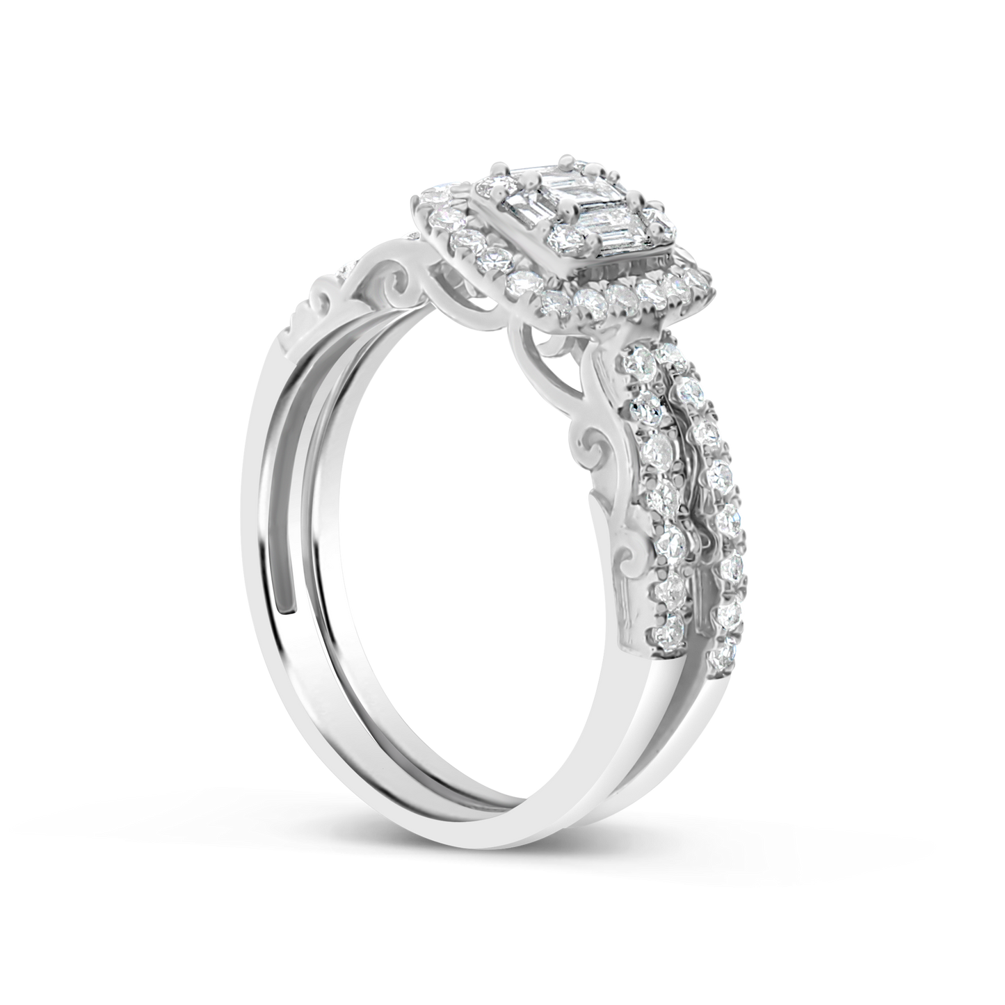 14K White Gold .52 CTW Round Cut Diamond Band