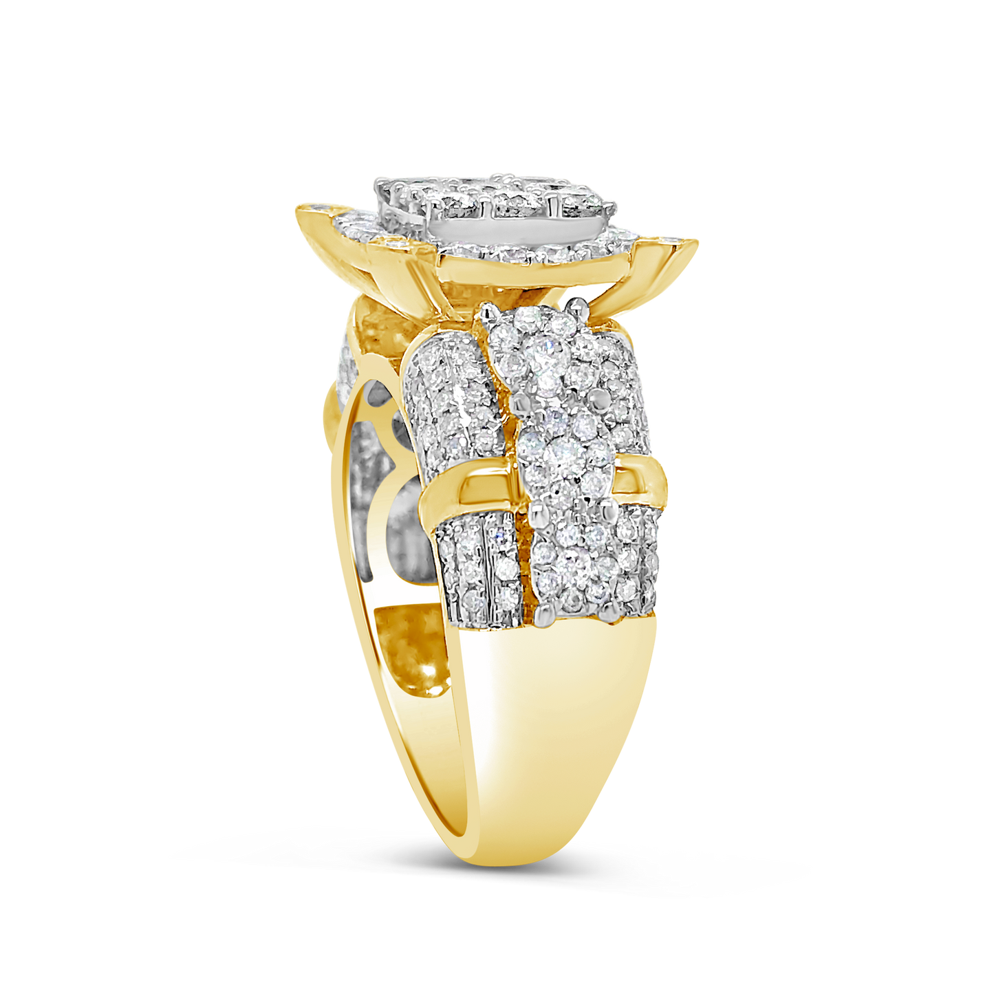 Diamond Halo Engagement Ring 1.50 CTW Round Cut 14K Yellow Gold