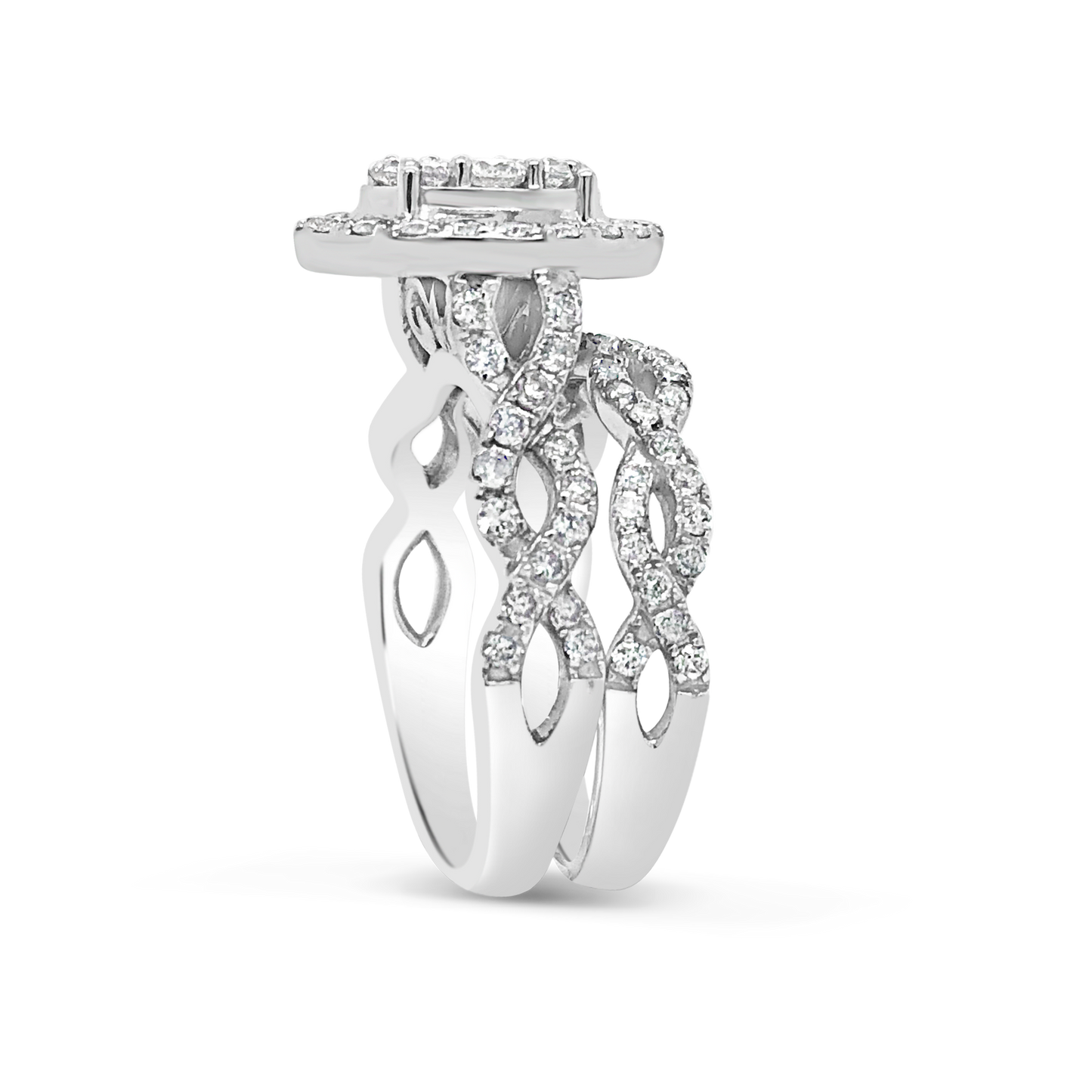 Diamond Halo Engagement Ring 1.25 CTW Round Cut 14K White Gold