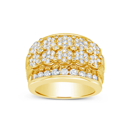 Diamond Ring 2 CTW Round Cut 10K Yellow Gold