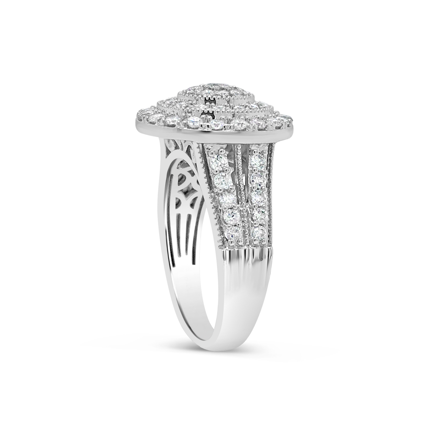 Diamond Halo Ring 1 CTW Round Cut 14K White Gold