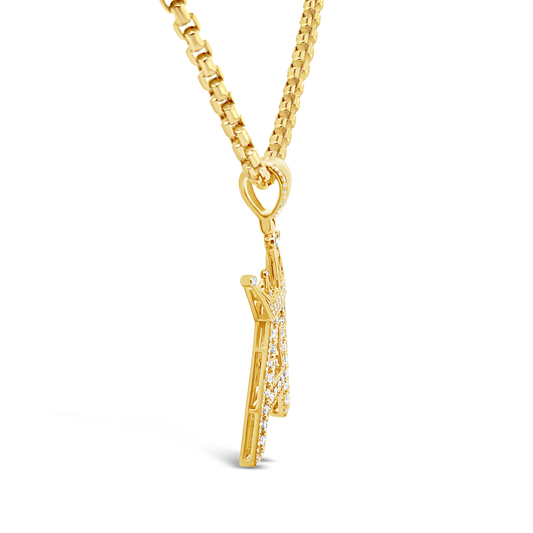 Custom Diamond Letter Pendant 1 CTW Round Cut 10K Yellow Gold