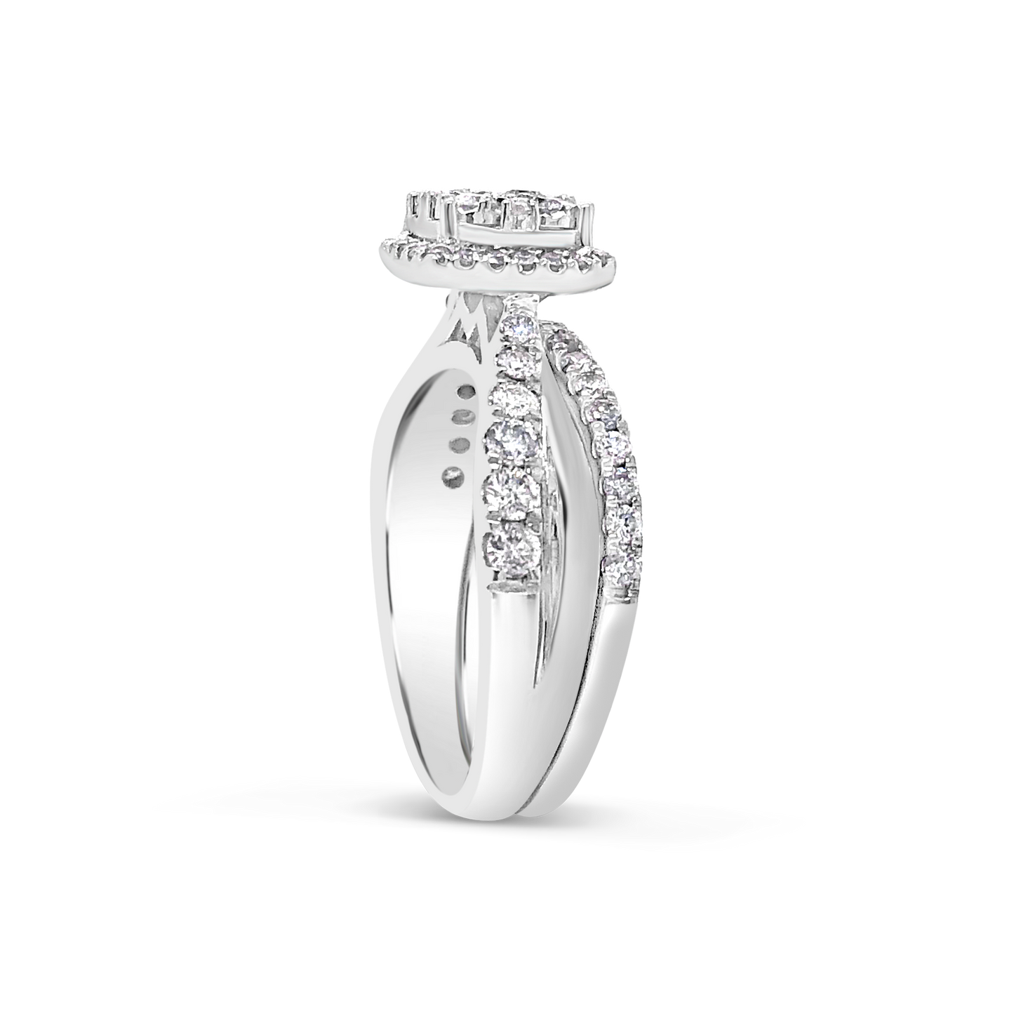 Diamond Halo Engagement Ring .50 CTW Round Cut 14K White Gold