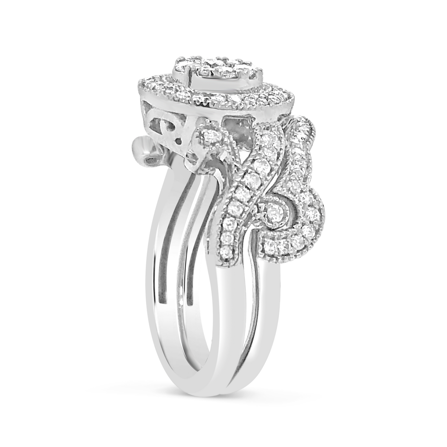 Diamond Halo Engagement Ring .65 CTW Round Cut 14K White Gold