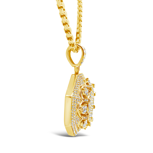 Diamond Pendant 4 CTW Round Cut 14K Yellow Gold