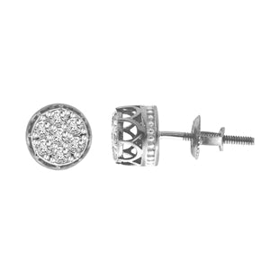MEN'S EARRINGS 1/4 CT ROUND DIAMOND 10K WHITE GOLD