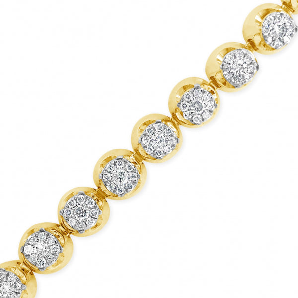 10K Solid Yellow Gold 9.75 CTW Round Cut Diamond Chain
