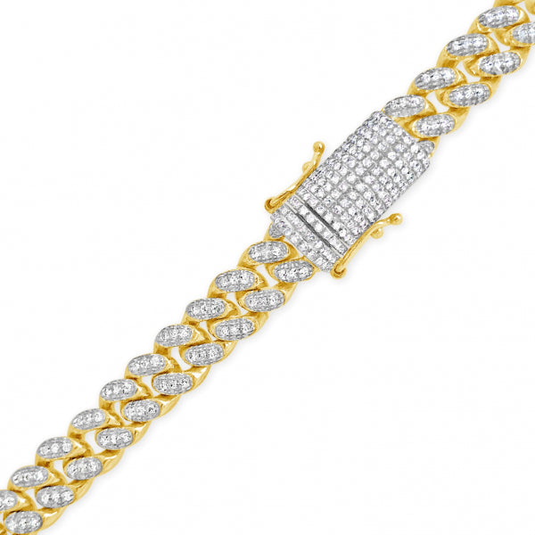 10K Solid Yellow Gold 3.25 CTW Round Cut Diamond Cuban Link Chain
