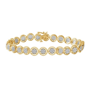 LADIES BRACELET 1 CT ROUND DIAMOND 10KT YELLOW GOLD