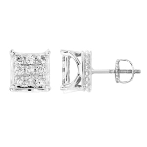 MEN'S EARRINGS 1/4 CT ROUND DIAMOND 10K WHITE GOLD