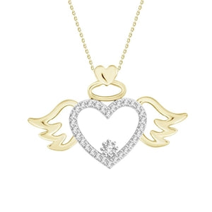 LADIES PENDANT 1/10 CT ROUND DIAMOND 10K YELLOW GOLD (CHAIN INCLUDED)