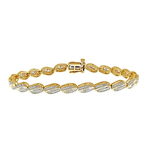 LADIES BRACELET 1 CT ROUND/BAGUETTE DIAMOND 10K YELLOW GOLD