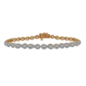 LADIES BRACELET 1 CT ROUND/BAGUETTE DIAMOND 10K YELLOW GOLD