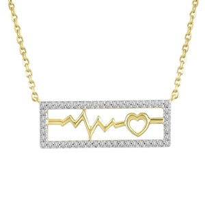 LADIES NECKLACE 1/6 CT ROUND DIAMOND 10K YELLOW GOLD