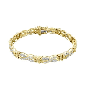 LADIES BRACELET 1 CT ROUND/BAGUETTE DIAMOND 10K YELLOW GOLD