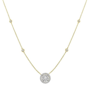 LADIES NECKLACE 5/8 CT ROUND DIAMOND 10K YELLOW GOLD