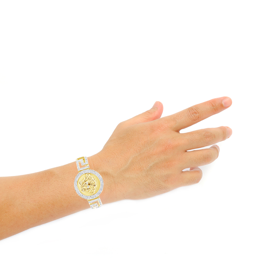 Sterling Sliver 3CT tw Round Cut Custom Medusa Head Diamond Bracelet