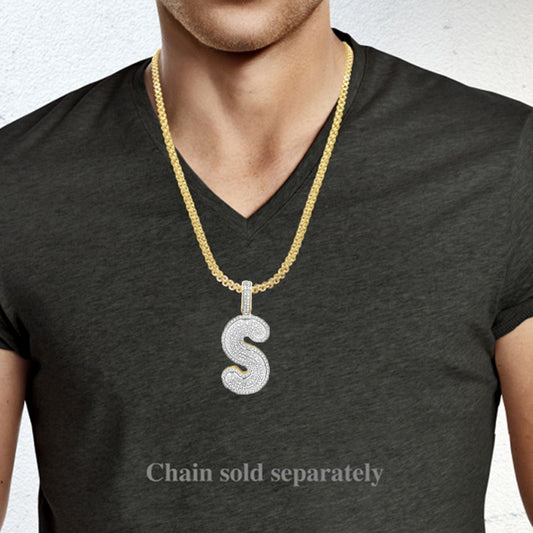 Diamond "S" Pendant .70 CTW Round Cut 10K Yellow Gold